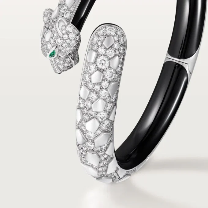 Panthere De Cartier-armbånd, svart lakk, pavé
