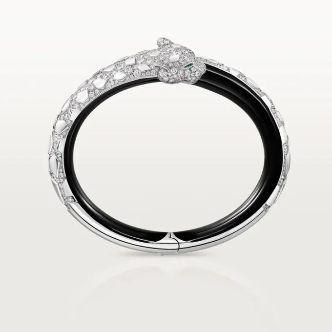 Panthere De Cartier-armbånd, svart lakk, pavé