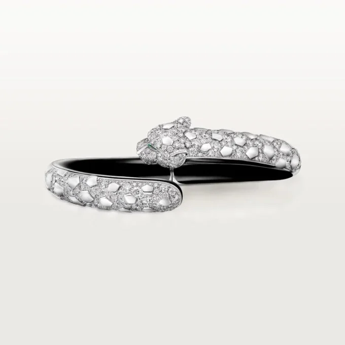 Panthere De Cartier-armbånd, svart lakk, pavé