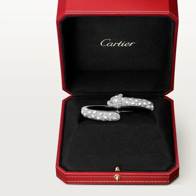 Panthere De Cartier-armbånd, svart lakk, pavé