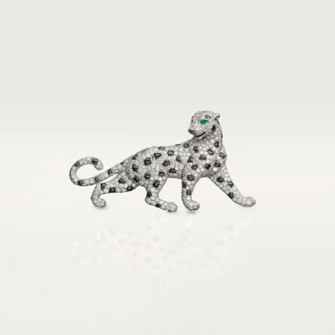 Panthere De Cartier-brosje – hvitt gull, smaragder, onyx, diamanter – Cartier