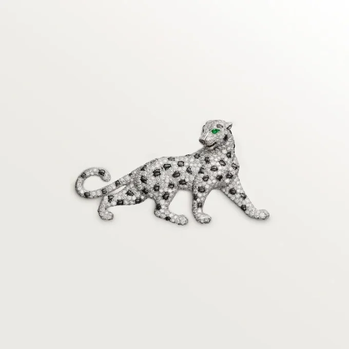 Panthere De Cartier-brosje – hvitt gull, smaragder, onyx, diamanter – Cartier