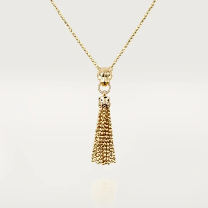 Panthere De Cartier-halskjede – gult gull, svart lakk, tsavorittgranater, onyx, diamanter – Cartier