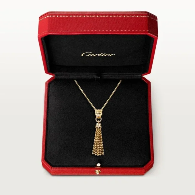 Panthere De Cartier-halskjede – gult gull, svart lakk, tsavorittgranater, onyx, diamanter – Cartier