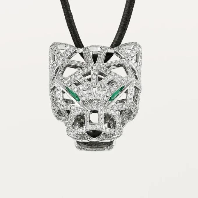 Panthere De Cartier-halskjede – hvitt gull, smaragder, diamanter, onyx – Cartier