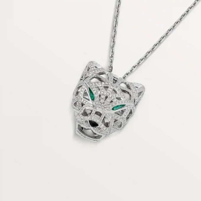 Panthere De Cartier-halskjede – hvitt gull, smaragder, diamanter, onyx – Cartier