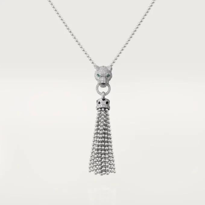Panthere De Cartier-halskjede – hvitt gull, svart lakk, smaragder, onyx, diamanter – Cartier