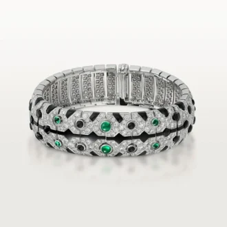 Panthere De Cartier mansjettarmbånd, smaragd, pavé