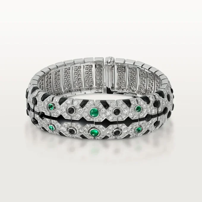 Panthere De Cartier mansjettarmbånd, smaragd, pavé