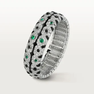 Panthere De Cartier mansjettarmbånd, smaragd, pavé