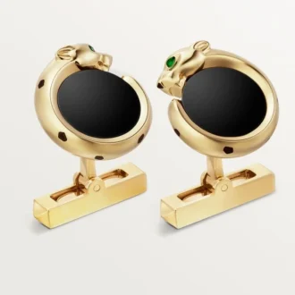 Panthere De Cartier mansjettknapper – gult gull, onyx, tsavoritter og svart lakk – Cartier