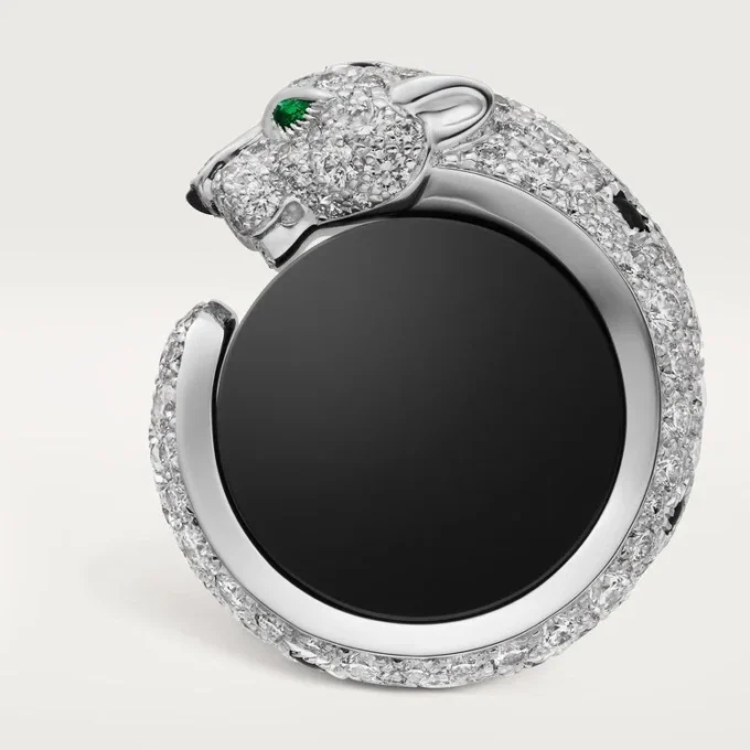 Panthere De Cartier mansjettknapper – rhodinert hvitt gull, diamanter, smaragder, onyx – Cartier