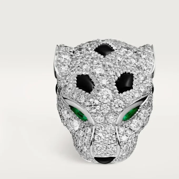 Panthere De Cartier mansjettknapper – rhodinert hvitt gull, diamanter, smaragder, onyx – Cartier