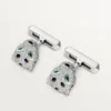Panthere De Cartier mansjettknapper – rhodinert hvitt gull, diamanter, smaragder, onyx – Cartier