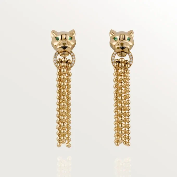 Panthere De Cartier-øreringer – Gult gull, diamanter, tsavoritt-granater, onyx – Cartier
