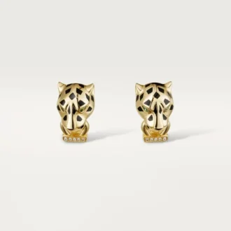 Panthere De Cartier-øreringer – gult gull, lakk, diamanter, tsavorittgranater, onyx – Cartier