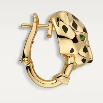 Panthere De Cartier-øreringer – gult gull, lakk, diamanter, tsavorittgranater, onyx – Cartier