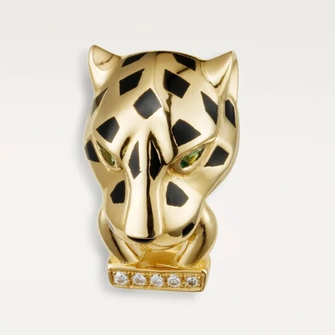 Panthere De Cartier-øreringer – gult gull, lakk, diamanter, tsavorittgranater, onyx – Cartier