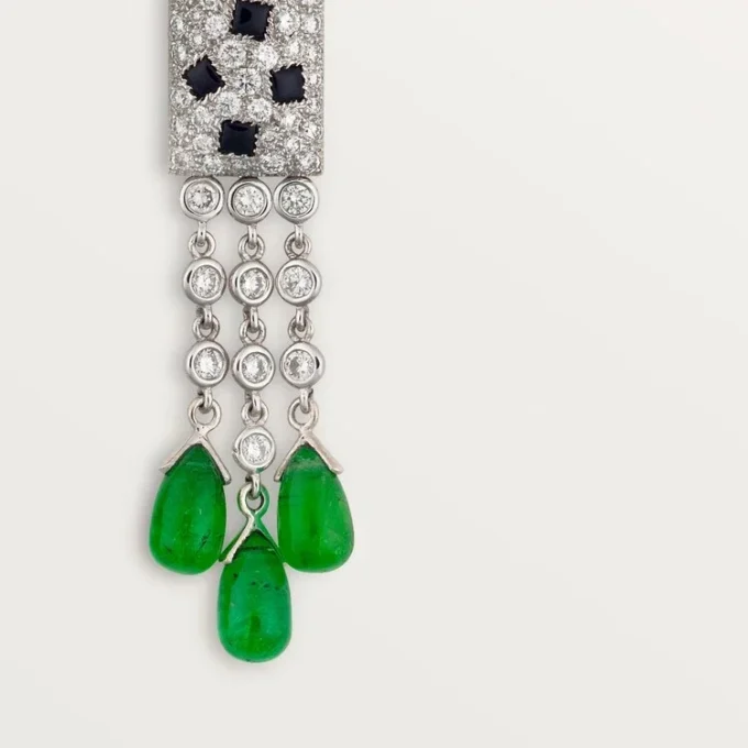 Panthere De Cartier-øreringer – hvitt gull, smaragder, onyx, diamanter – Cartier