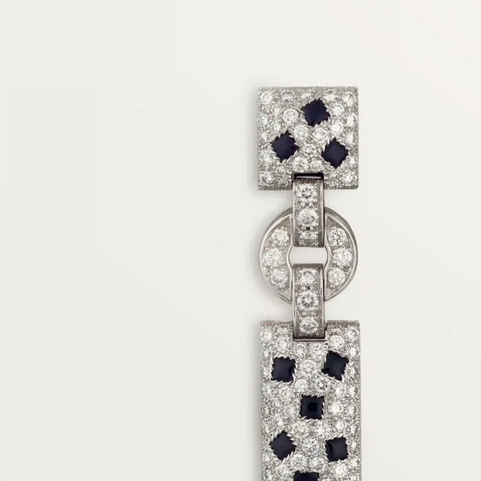 Panthere De Cartier-øreringer – hvitt gull, smaragder, onyx, diamanter – Cartier