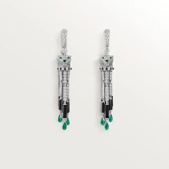 Panthere De Cartier-øreringer, smaragder, pavé