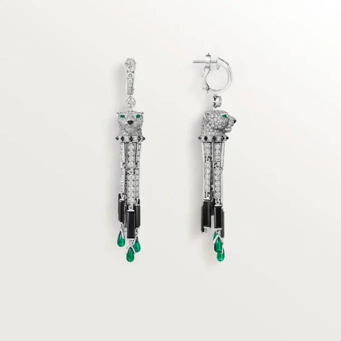 Panthere De Cartier-øreringer, smaragder, pavé