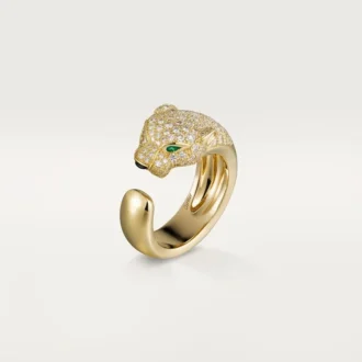 Panthere De Cartier-ring – gult gull, diamanter, smaragder, onyx – Cartier