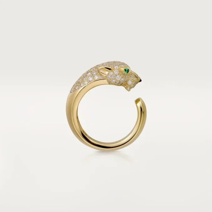 Panthere De Cartier-ring – gult gull, diamanter, smaragder, onyx – Cartier