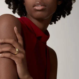 Panthere De Cartier-ring – gult gull, lakk, diamanter, tsavorittgranat – Cartier