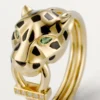 Panthere De Cartier-ring – gult gull, lakk, diamanter, tsavorittgranat – Cartier