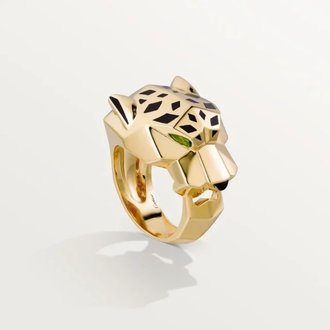 Panthere De Cartier-ring – gult gull, lakk, tsavorittgranat, onyx – Cartier