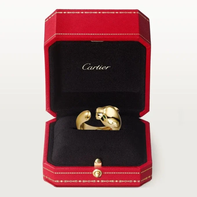 Panthere De Cartier-ring – gult gull, onyx, tsavorittgranat – Cartier