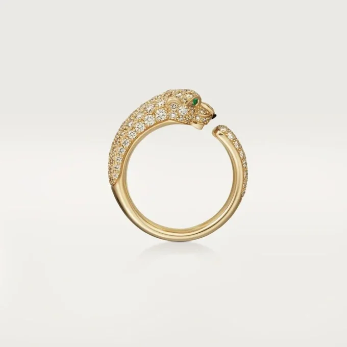 Panthere De Cartier-ring – gult gull, smaragder, onyx, diamanter – Cartier