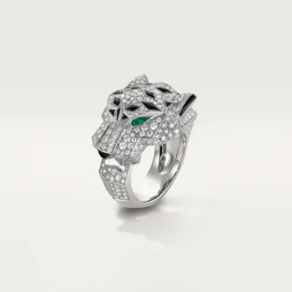 Panthere De Cartier-ring – hvitt gull, diamanter, smaragder, onyx – Cartier Panthere De Cartier-ring – hvitt gull, diamanter, smaragder, onyx – Cartier
