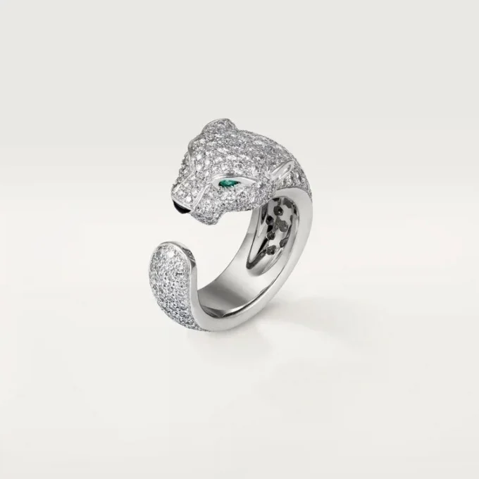 Panthere De Cartier-ring – hvitt gull, diamanter, smaragder, onyx – Cartier