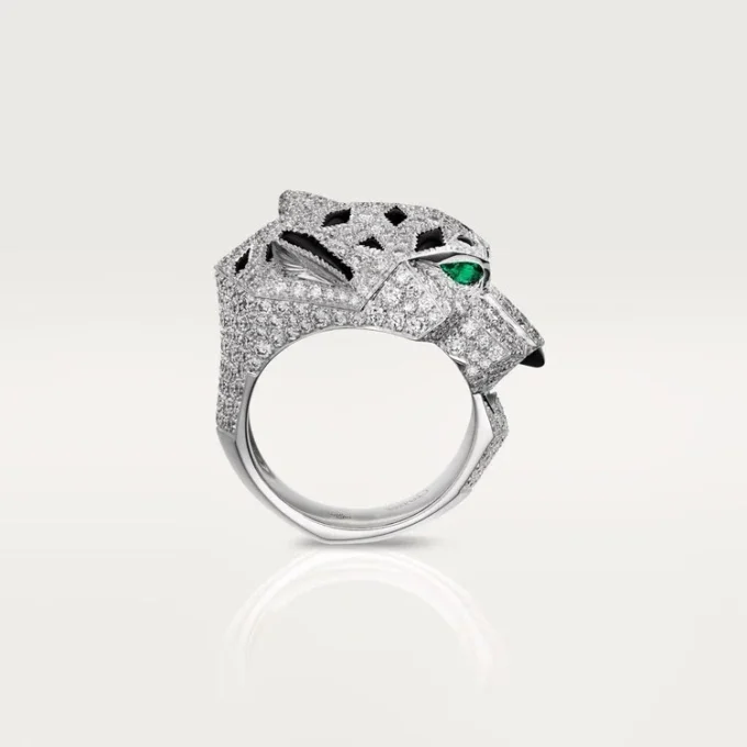 Panthere De Cartier-ring – hvitt gull, diamanter, smaragder, onyx – Cartier