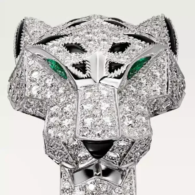 Panthere De Cartier-ring – hvitt gull, diamanter, smaragder, onyx – Cartier