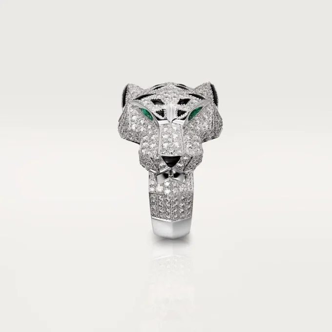 Panthere De Cartier-ring – hvitt gull, diamanter, smaragder, onyx – Cartier