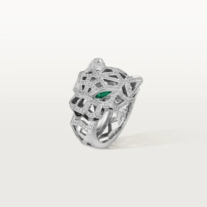 Panthere De Cartier-ring – hvitt gull, onyx, smaragder, diamanter – Cartier