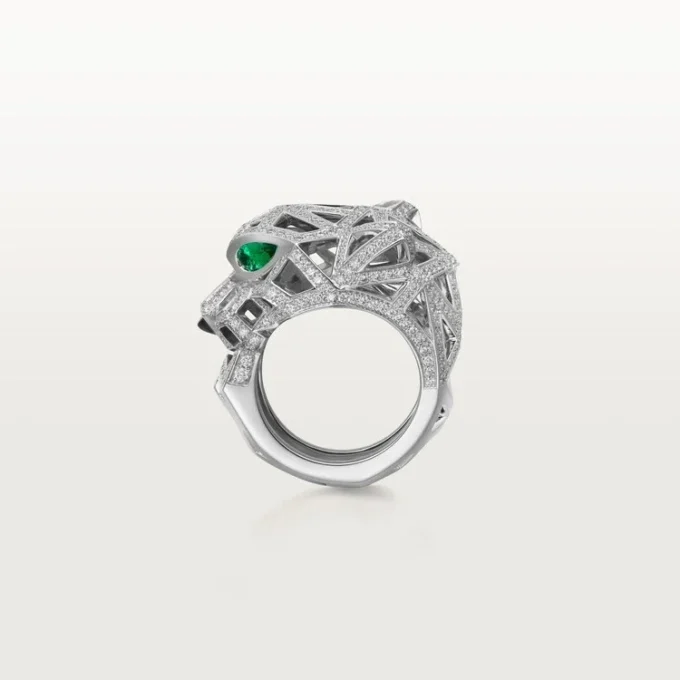 Panthere De Cartier-ring – hvitt gull, onyx, smaragder, diamanter – Cartier