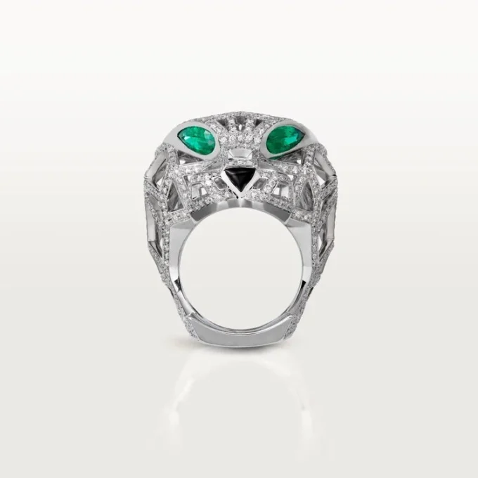Panthere De Cartier-ring – hvitt gull, smaragder, onyx, diamanter – Cartier