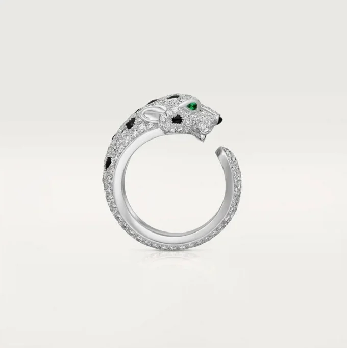 Panthere De Cartier-ring – hvitt gull, smaragder, onyx, diamanter – Cartier