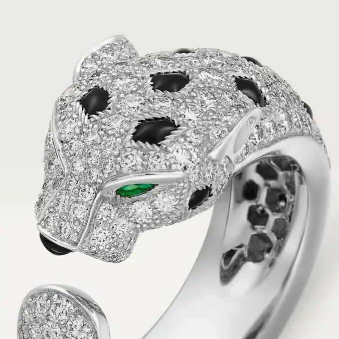 Panthere De Cartier-ring – hvitt gull, smaragder, onyx, diamanter – Cartier