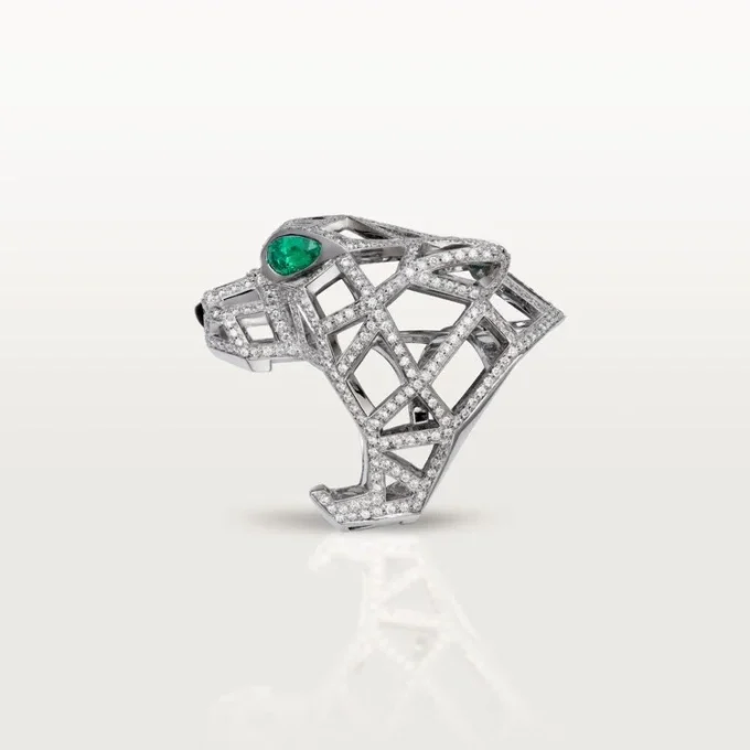 Panthere De Cartier-ring – hvitt gull, smaragder, onyx, diamanter – Cartier