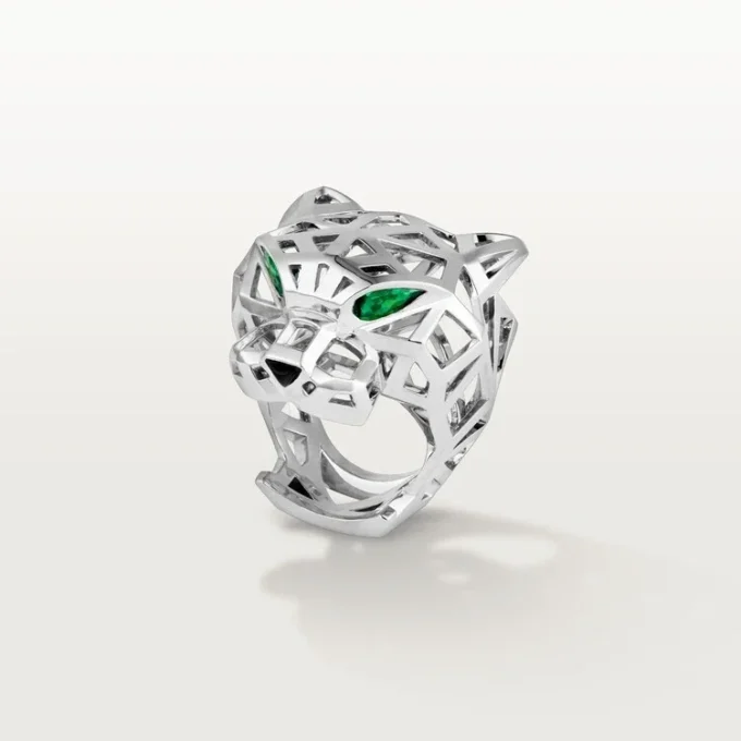 Panthere De Cartier-ring – ikke-rhodinert hvitt gull, tsavorittgranater, onyx – Cartier