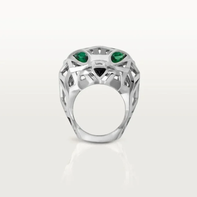 Panthere De Cartier-ring – ikke-rhodinert hvitt gull, tsavorittgranater, onyx – Cartier