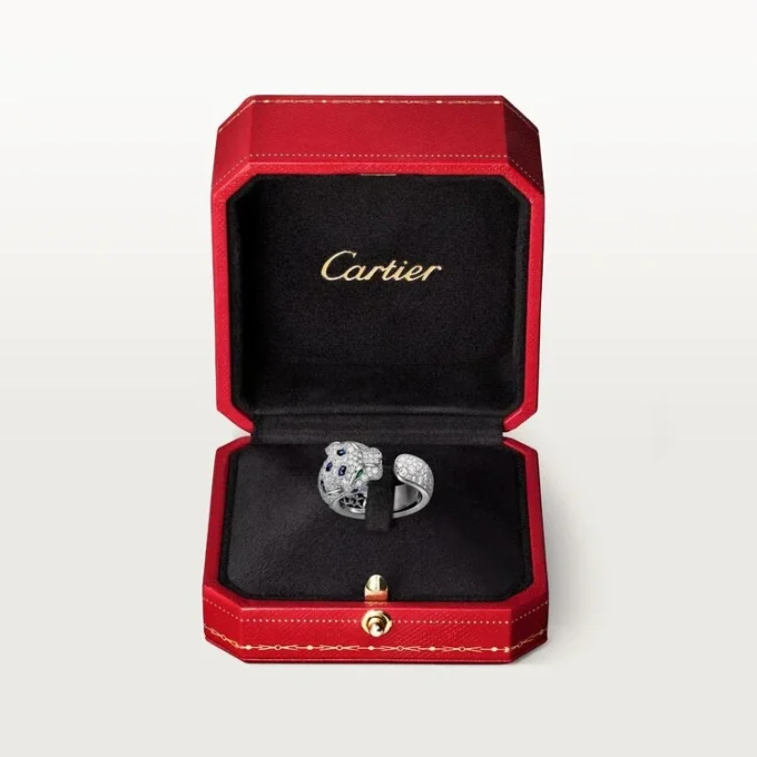 Panthere De Cartier-ring, medium modell, halvpavé