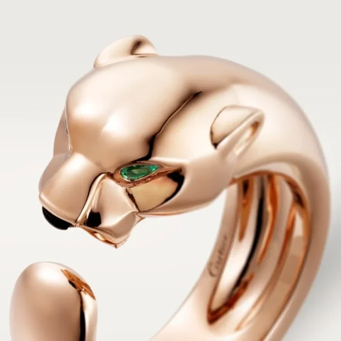 Panthere De Cartier-ring – rosa gull, tsavorittgranater, onyx – Cartier