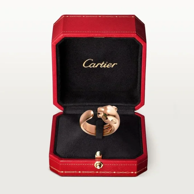 Panthere De Cartier-ring – rosa gull, tsavorittgranater, onyx – Cartier