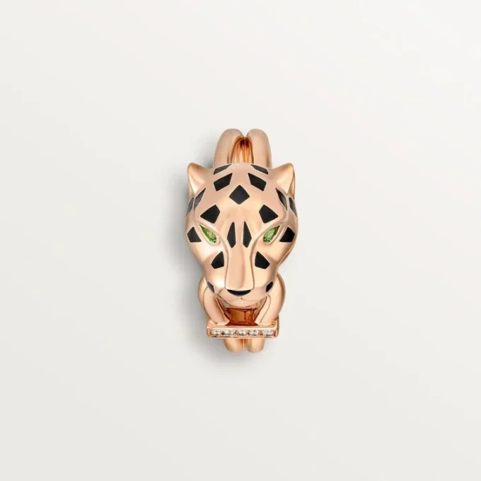 Panthere De Cartier-ring – rosa gull, tsavorittgranater, onyx, svart lakk, diamanter – Cartier
